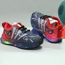 BIRDE Boys Spider-Man Printed LED Non-Marking Lace-Ups Walking Shoes-33