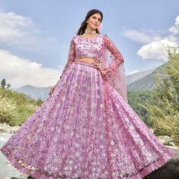 DIVINE EXIM Embroidered Sequinned Semi-Stitched Lehenga & Unstitched Blouse With Dupatta-image-82