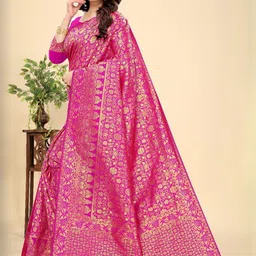 MORDEN MUSE Floral Silk Blend Banarasi Saree-picture-27