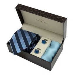 The Tie Hub Men Accessory Gift Set Of Striped Necktie with Cufflinks-image-34