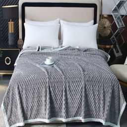 JC HOME Grey Geometric AC Room 300 GSM Double Bed Blanket-image-96