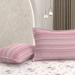 Pure Decor Pink Floral Printed 260 TC Cotton Queen Size Bedsheet Set 2.28 m x 2.54m-image-44