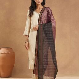 Fabindia Striped Zari Cotton Silk Dupatta-picture-43