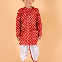 MoMaa Boys Ethnic Motifs Printed Regular Pure Cotton Kurta with Dhoti Pants-51