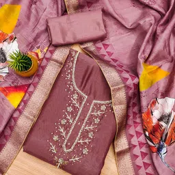 KALINI Embellished Unstitched Dress Material-image-80