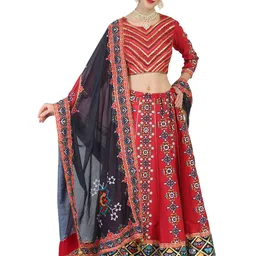 KOVET Embroidered Mirror Work Ready to Wear Lehenga & Blouse With Dupatta-49