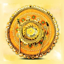 ME & YOU Yellow Embroidered Stainless Steel Haldi Thali Set-97
