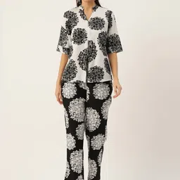 Aralia Floral Printed Mandarin Collar Tunic with Trousers Co-Ords-image-41