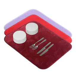 Kuber Industries 3-Pcs Maroon & Purple Non Slip Dish Drying Mats-27