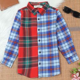 The Lion and The Fish Boys Comfort Tartan Checks Opaque Checked Casual Shirt-image-48