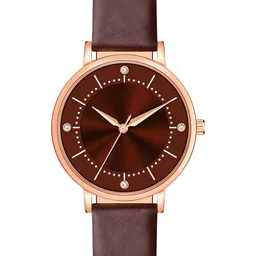 VIRAKTI Women Brass Embellished Dial & Leather Straps Analogue Watch F-71-MAROON-25-picture-18