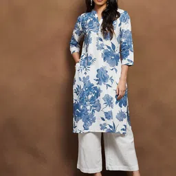 Melange by Lifestyle Women Floral Printed Daily Pure Cotton Straight Kurta-image-49