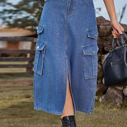 Oh Rare A-Line Midi Denim Skirt-picture-31