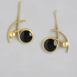Anouk Gold-Plated Artificial Stones Studded Geometric Drop Earrings image 3