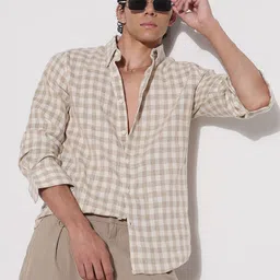 SHOWOFFFF Men Comfort Slim Fit Gingham Checks Casual Shirt-image-87