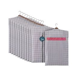 Aura 24 Pieces Grey & White Cotton Hanging Saree Covers for Storage-5
