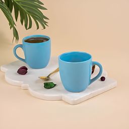 Storepedia Turquoise Blue Pieces Solid Ceramic Glossy Cups And Mugs 200 ML-image-77