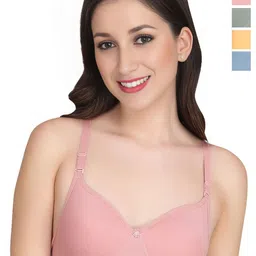 Liigne Women Pack Of 4 Full Coverage Lightly Padded Non-Wired Cotton T-shirt Bra-picture-12