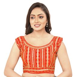 HERE&NOW Embellished Padded Saree Blouse-image-7
