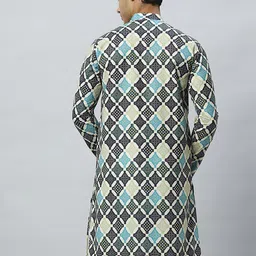 GLOBALRANG Men Geometric Printed Thread Work Kurta image 5