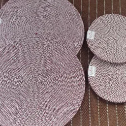 BulkySanta Maroon 4 Pcs Round Table Placemats-28