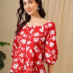 HERE&NOW Women Floral Print Cotton Top-picture-3