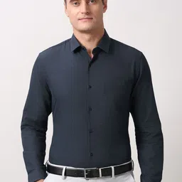 Peter England Men Textured Spread Collar Formal Shirt-picture-3
