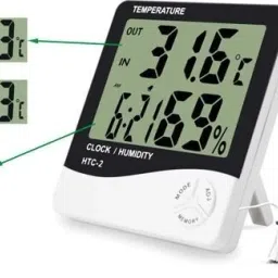 Plastic Abstract Themed LCD Digital Temperature Big Display Humidity Meter with Clock/Calendar (HTC-2) Meter and Plastic Digital Clock with Alarm Sensor Pin-Type Digital Moisture Measurer-28