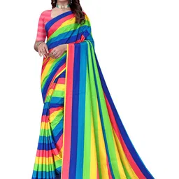 Pemal Designer Striped Printed Pure Crepe Saree-picture-3