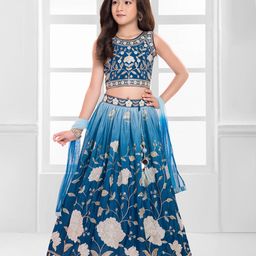 Ministitch Girls Embroidered Thread Work Ready to Wear Lehenga & Blouse With Dupatta-picture-23