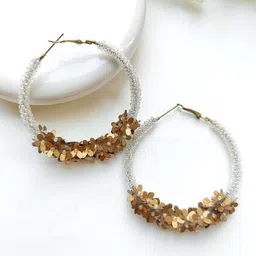 Crunchy Fashion Artificial Beaded Circular Shaped Hoop Earrings-image-89