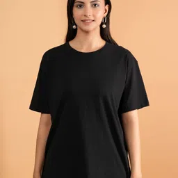 BAESD Women Solid Round Neck Cotton Oversized T-shirt-image-42