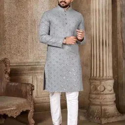 AWM Men Cotton Embroidered Straight Kurta-picture-39