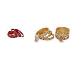 SOMIL Set of 6 Red Alloy Bangles-image-80