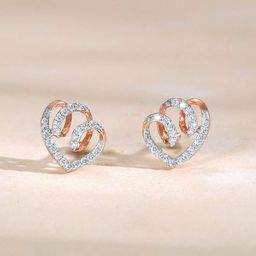 GIVA 14KT Rose Gold Twirl Stud Earrings With Lab Grown Diamond-picture-46