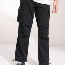 HIGHLANDER Men Straight Fit Cargos Trousers-image-49