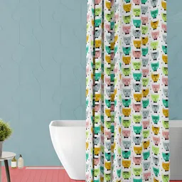 ArtzFolio White & Green Printed Waterproof Shower Curtain-image-11