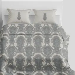 Synergized Cotton Grey & Beige Geometric Cotton 220 TC Super King Bedsheet Set-2.74mx2.74m-image-92