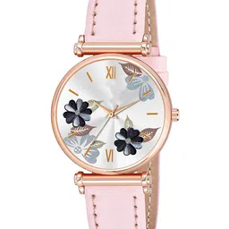 Gopal Shopcart Unisex Printed Leather Analogue Watch C34 RG Fosil BLK PINK Leather_F-image-4