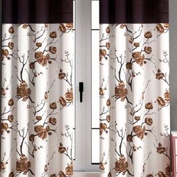 Lunar Days Brown & White Floral Long Door Curtain-33
