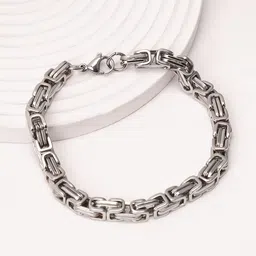 French Accent Men Silver-Plated Link Bracelet-image-96