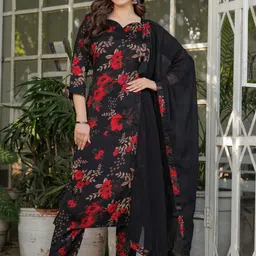 Gilori Women Floral Printed Straight Kurta with Trousers & Dupatta-54
