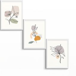TAGVE White & Black Set of 3 Floral Paintings-image-58