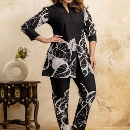 Style Heaven Printed Pure Cotton Tunic & Trousers Co-Ord Set-image-37