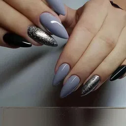 STYFY Set Of 24 Stick On Artificial Nails With Nail Buffer & Manicure Stick - Stromy Skies-picture-20