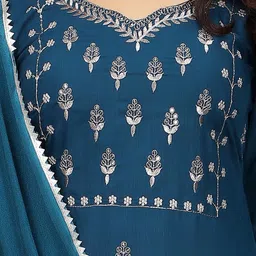 Moda Rapido Women Ethnic Motifs Embroidered Regular Kurta with Trousers & With Dupatta-image-41