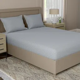 home expressions Gray Striped Satin 210 Super King Bedsheet Set 2.74 m X 2.74 m-picture-49