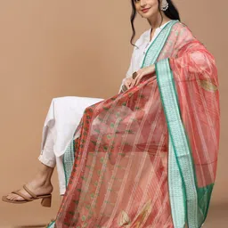 Kaizen TEXO FAB Ethnic Motifs Printed Organza Dupatta image 5