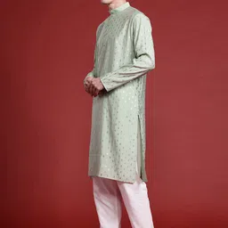 MANQ Men Geometric Thread Work Kurta image 3