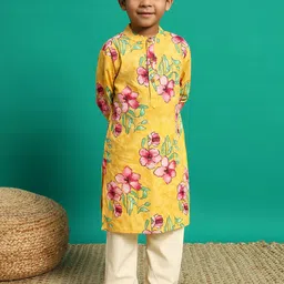 Readiprint Fashions Boys Floral Printed Regular Pure Cotton Kurta with Pyjama-37